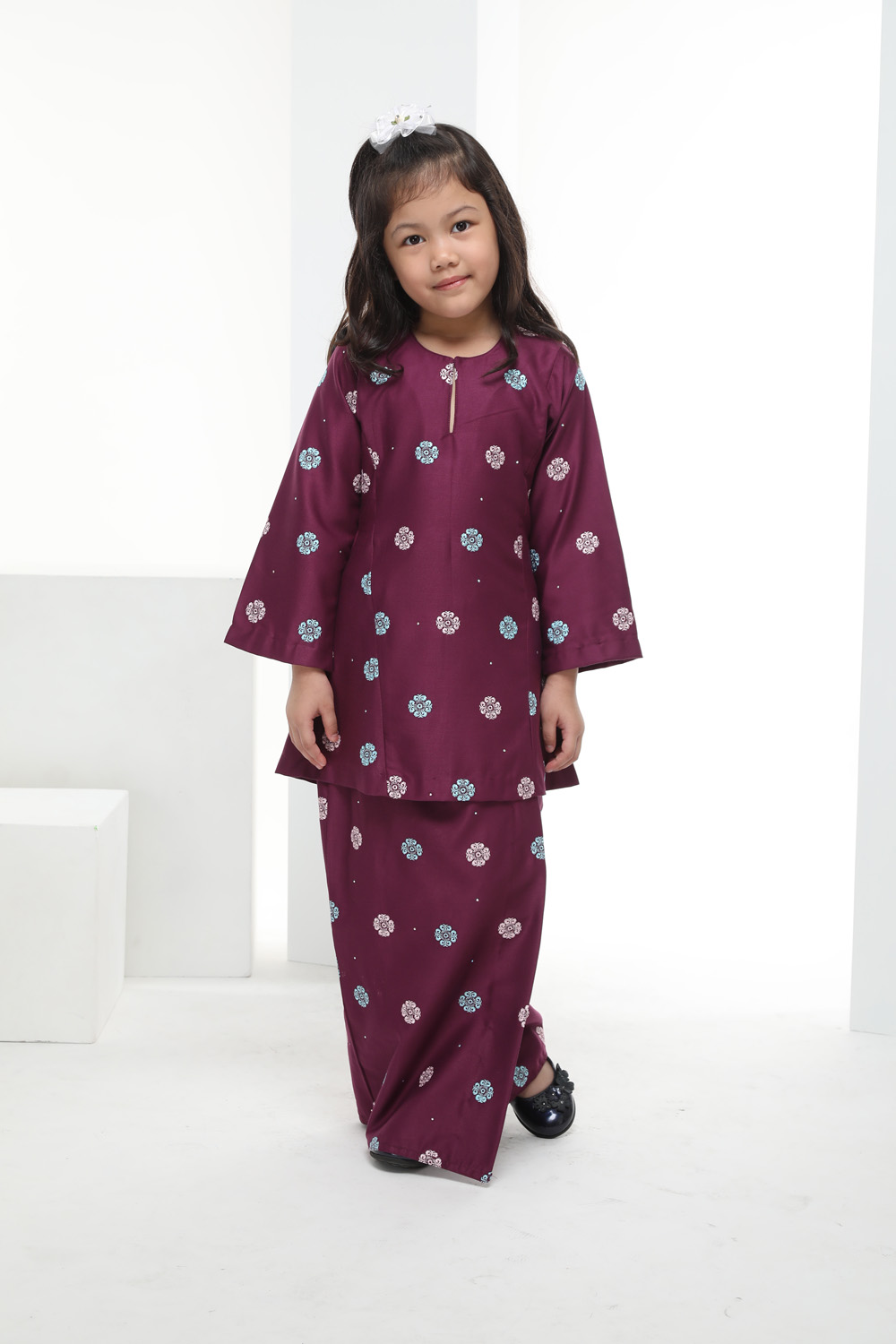  Baju  Kurung Warna  Warni  Kids Magenta Purple Omar Ali