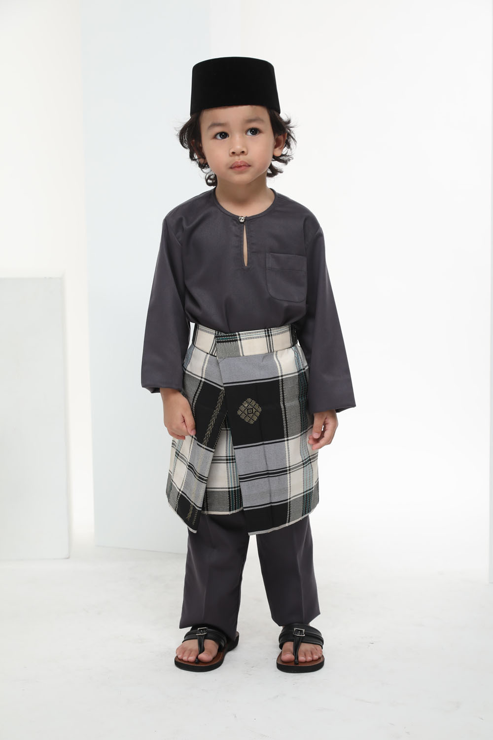  Baju  Melayu Warna  Warni  Kids Dark Grey Omar Ali
