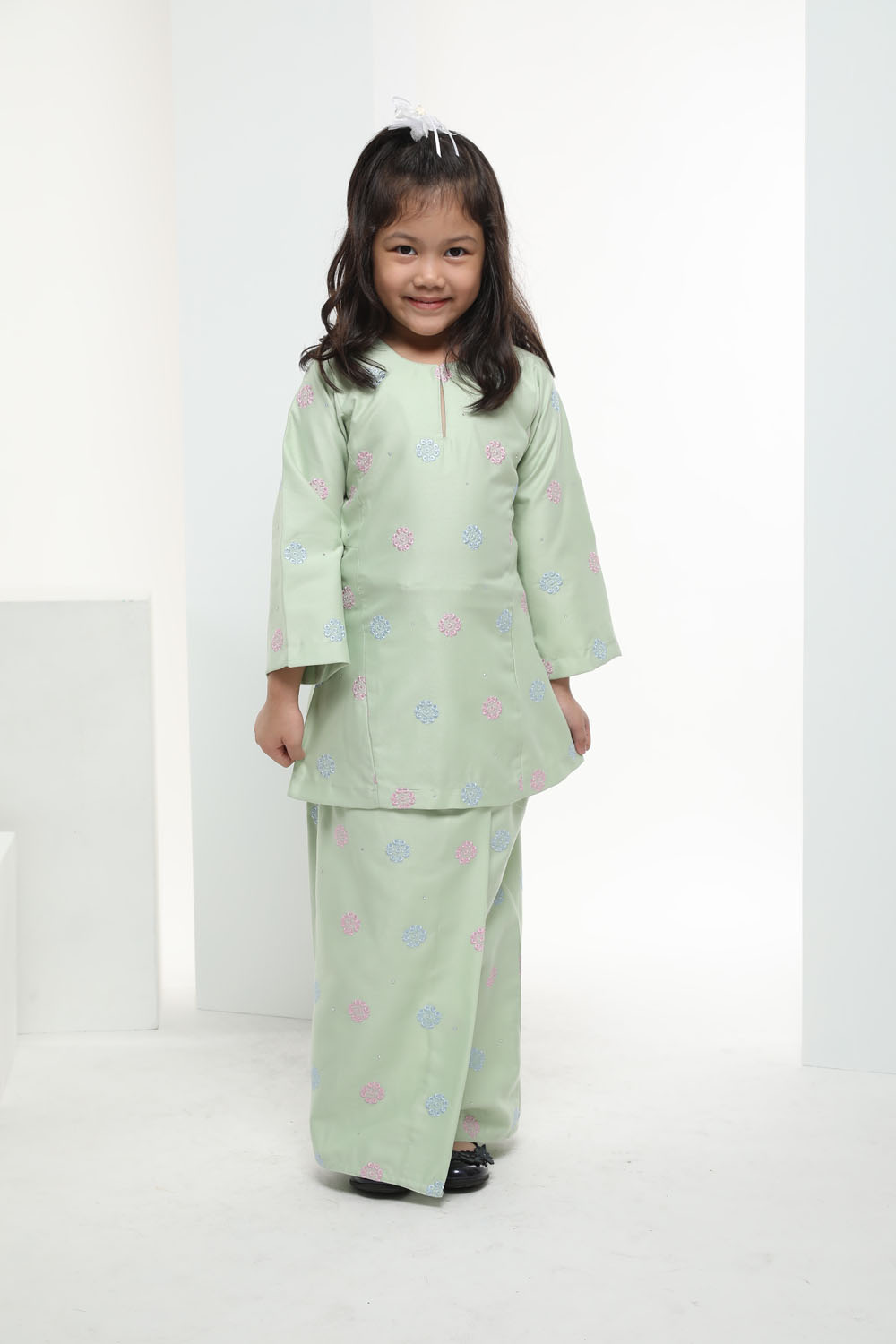  Baju  Kurung Warna  Warni  Kids Biege Green Omar Ali