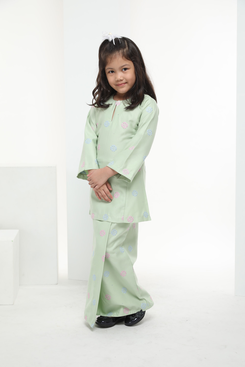  Baju  Kurung Warna  Warni  Kids Biege Green Omar Ali