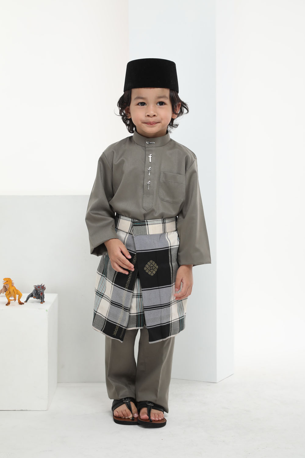  Baju  Melayu Warna  Warni  Kids Light Grey Omar Ali