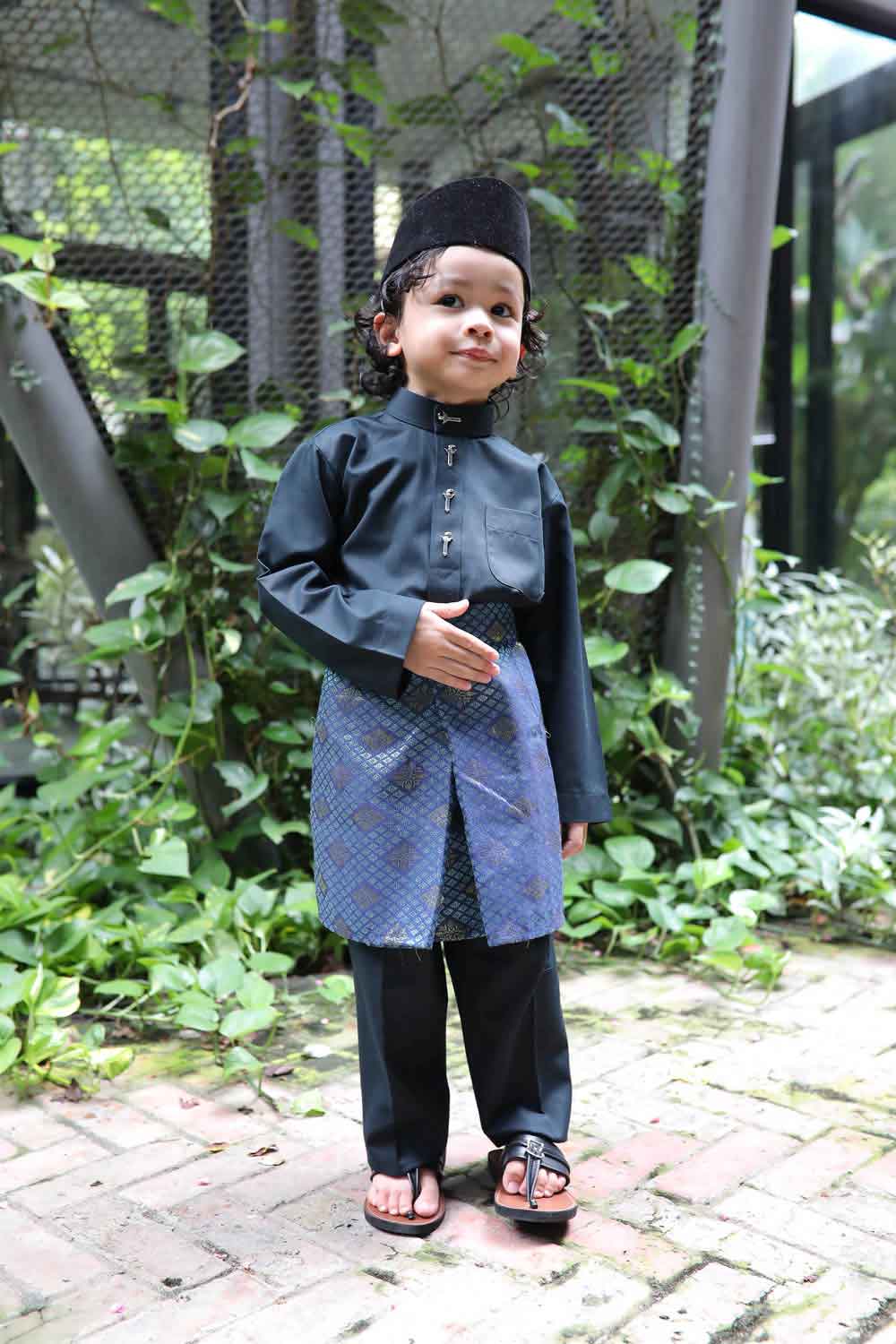  Baju  Melayu Warna  Warni  Kids Dark Blue Omar Ali